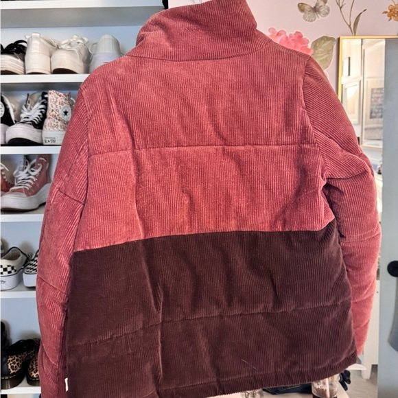 bohme Two-Tone Corduroy Puffer Jacket in Rose and Merlot - Picture 2 of 5